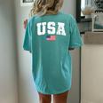 Usa Women Men Kids Patriotic American Flag July 4Th Women's Oversized Graphic Back Print Comfort T-shirt Chalky Mint