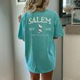 Vintage Salem 1692 They Missed One Witch Crow Bird Halloween Women's Oversized Comfort T-shirt Back Print Chalky Mint