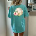 Watercolor Volleyball Boho Floral Volleyball Mom Women's Oversized Comfort T-Shirt Back Print Chalky Mint