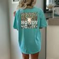 Western Country Leopard Howdy Bull Skull Cowgirl Rodeo Women's Oversized Comfort T-Shirt Back Print Chalky Mint