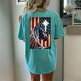 Western Cowboy Cowgirl Patriot Horse Jesus Cross Usa Flag Women's Oversized Comfort T-Shirt Back Print Chalky Mint