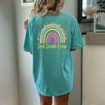 2Nd Grade Crew 2Nd Grade Teacher Rainbow Heart Women's Oversized Comfort T-shirt Back Print Moss