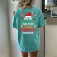 Due To Inflation Ugly Christmas Sweaters Women's Oversized Comfort T-shirt Back Print Moss