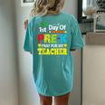 First Day Of Pre-K Pray For My Teacher Back To School Women's Oversized Comfort T-shirt Back Print Moss