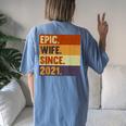 2Nd Wedding Anniversary For Her Epic Wife Since 2021 Women's Oversized Comfort T-shirt Back Print Blue Jean