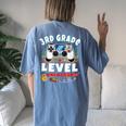 3Rd Grade Level Unlocked Video Game Back To School Boys Women's Oversized Comfort T-shirt Back Print Blue Jean