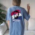 4Th Of July Lincoln Merica Usa Flag Women Men Kids Women's Oversized Graphic Back Print Comfort T-shirt Blue Jean