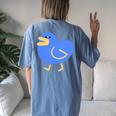A Small Minimally Designed And Illustrated Blue Duck Women's Oversized Graphic Back Print Comfort T-shirt Blue Jean