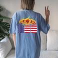 American Flag Sunflower 4Th Of July Independence Usa Day Women's Oversized Comfort T-Shirt Back Print Blue Jean