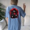 Anime Girl Gothic Waifu Japanese Kawaii Otaku Oni Mask Women's Oversized Comfort T-shirt Back Print Blue Jean