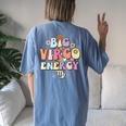 August September Birthday Groovy Astrology Zodiac Sign Virgo Women's Oversized Comfort T-shirt Back Print Blue Jean