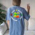 Autism Awareness Teacher Teach Accept Understand Love Women's Oversized Comfort T-shirt Back Print Blue Jean