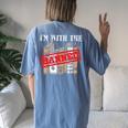 Im With The Banned Books For A Literature Teacher Women's Oversized Comfort T-Shirt Back Print Blue Jean