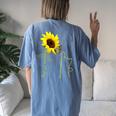The Best Cat Mom Ever Sunflower Sunshine Kitty For Cat Lover Women's Oversized Comfort T-Shirt Back Print Blue Jean