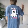 Boo I'm Two Ghost Second 2Nd Birthday Groovy Halloween Girls Women's Oversized Comfort T-shirt Back Print Blue Jean