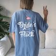 Brides Flock Flamingo Bachelorette Party Wedding Women's Oversized Comfort T-Shirt Back Print Blue Jean
