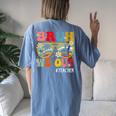 Bruh We Out Teacher Groovy Floral Schools Out For Summer Women's Oversized Comfort T-Shirt Back Print Blue Jean