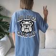 Bulldogs Game Day Sports Baseball Football Print Mom Dad Women's Oversized Comfort T-shirt Back Print Blue Jean