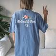 Bullmastiff Dog Mom Floral Women's Oversized Comfort T-Shirt Back Print Blue Jean