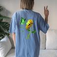 Butterfly Sunflower Gastroparesis Awareness Women's Oversized Comfort T-Shirt Back Print Blue Jean