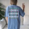 Cajun Ugly Christmas Xmas Sweater Louisiana Holiday Women's Oversized Comfort T-shirt Back Print Blue Jean