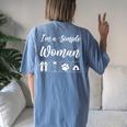 Camping Alcohol Tent Wine Girl Im A Simple Woman Women's Oversized Comfort T-Shirt Back Print Blue Jean