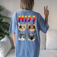Cat Kittey Mom Cat Dad Cat For Cats Lovers Cute Cat Funny Women's Oversized Graphic Back Print Comfort T-shirt Blue Jean