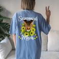 Cat Mom Sunflower Savannah Mom Women's Oversized Comfort T-Shirt Back Print Blue Jean