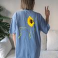 Cat Sunflower Be Your Own Sunshine For Cat Mom Dad Women's Oversized Comfort T-Shirt Back Print Blue Jean
