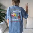Cats For Everybody Christmas Cat Lover Ugly Sweater Women's Oversized Comfort T-shirt Back Print Blue Jean