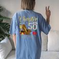 Chapter 50 Years Est 1973 50Th Birthday Wine Leopard Shoe Women's Oversized Comfort T-shirt Back Print Blue Jean