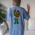 Chicken Pot Pie Pi Leaf Stoner 420 Weed Marijuana Women's Oversized Comfort T-shirt Back Print Blue Jean