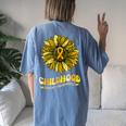 Childhood Cancer Awareness Leopard Yellow Sunflower Women's Oversized Comfort T-shirt Back Print Blue Jean