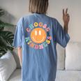 Choose Kindness Retro Groovy Be Kind Inspirational Smiling Women's Oversized Comfort T-Shirt Back Print Blue Jean