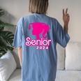Class Of 2024 Senior Pink Seniors 2024 Girls Women's Oversized Comfort T-shirt Back Print Blue Jean