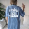 Cowboys & Beer Thats Why Im Here Cowgirl T Women's Oversized Comfort T-Shirt Back Print Blue Jean