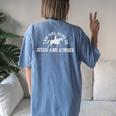 Cowgirl Vintage Jesus Horse Lover Christian Women's Oversized Comfort T-Shirt Back Print Blue Jean