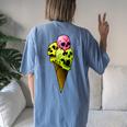 Creepy Skulls Icecream Horror Colorful Halloween Halloween Women's Oversized Comfort T-shirt Back Print Blue Jean