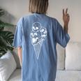 Creepy Skulls Icecream Horror Halloween Halloween Women's Oversized Comfort T-shirt Back Print Blue Jean