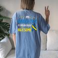 Daughter Down Right Awesome Down Syndrome Awareness Mom Dad Women's Oversized Comfort T-shirt Back Print Blue Jean