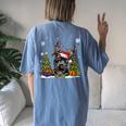 Dog Lovers Cute Pitbull Santa Hat Ugly Christmas Sweater Women's Oversized Comfort T-shirt Back Print Blue Jean