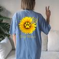 Dog Mom Sunflower Paw Print Women's Oversized Comfort T-Shirt Back Print Blue Jean