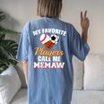 My Favorite Players Baseball Soccer Basketball Memaw Women's Oversized Comfort T-shirt Back Print Blue Jean