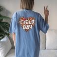 Field Day Squad 2023 Physical Education Gym Teacher Pe Women's Oversized Comfort T-Shirt Back Print Blue Jean