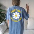 First Day Of School Vibes First School Day Teacher Daisy Women's Oversized Comfort T-Shirt Back Print Blue Jean