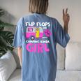 Flip Flops And Camping Kinda Girl Family Vacation Camping Women's Oversized Comfort T-Shirt Back Print Blue Jean