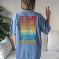 50Th Birthday Old Meter 50 Year Old Women's Oversized Comfort T-shirt Back Print Blue Jean