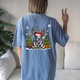 Dog Lovers Norwegian Elkhound Ugly Christmas Sweater Women's Oversized Comfort T-shirt Back Print Blue Jean