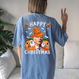 Joe Biden Happy Halloween Happy Christmas Saying Women's Oversized Comfort T-shirt Back Print Blue Jean