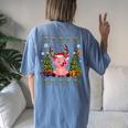 Pig Lovers Cute Pig Santa Hat Ugly Christmas Sweater Women's Oversized Comfort T-shirt Back Print Blue Jean